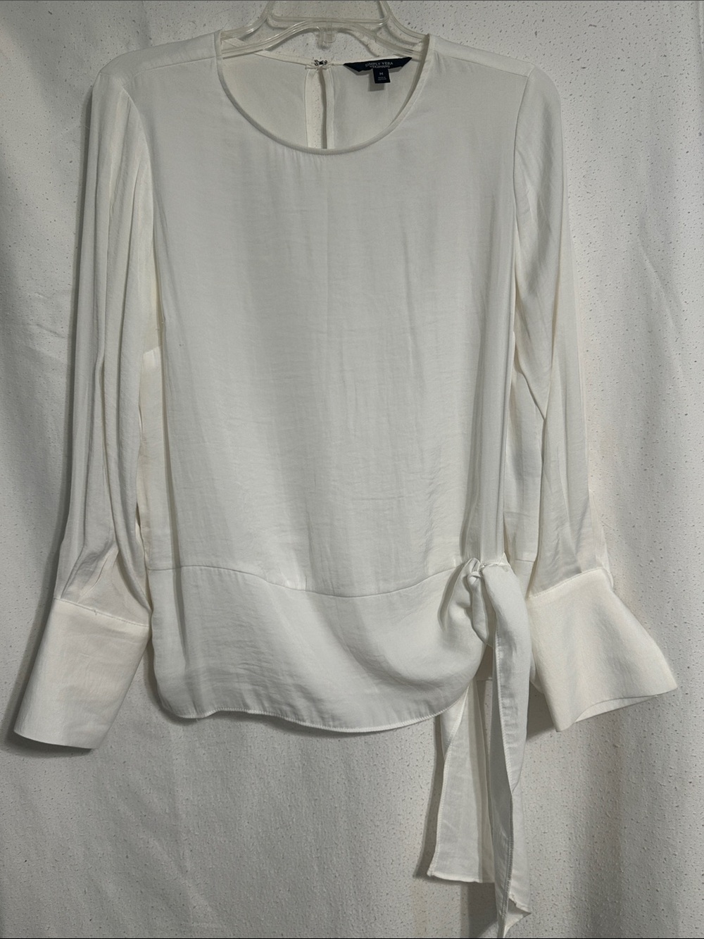Simply Vera Ivory Long-Sleeve Tie-Side Blouse